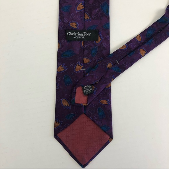 Christian Dior Monsieur Purple Floral Tie - Picture 1 of 4